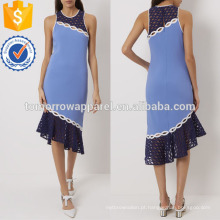 Racer azul brilhante vestido de volta fabricação atacado moda feminina vestuário (ta4061d)